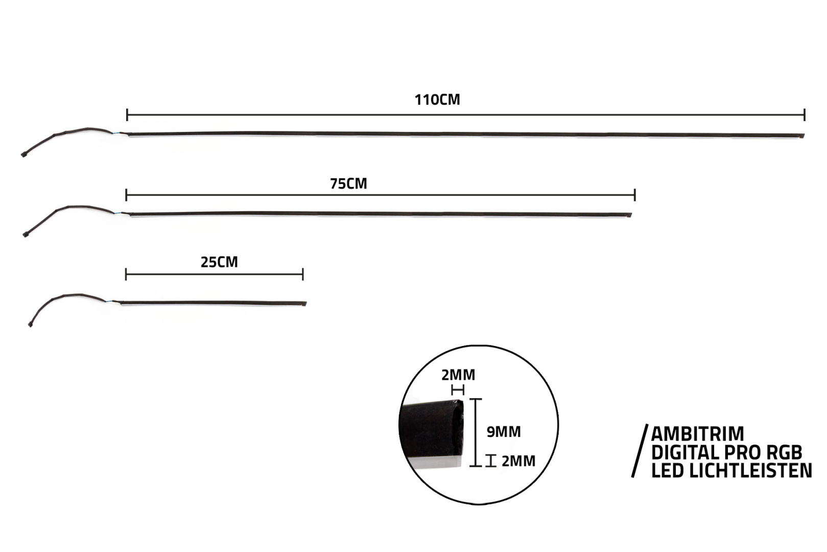 ambitrim® Digital PRO RGB RGBIC FULL LED Ambientebeleuchtung Sets Ambiente Lichtleiste